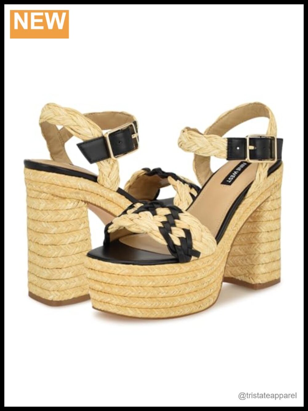 Nine West Jolane Braided Strap High Block Heel Dress Sandal